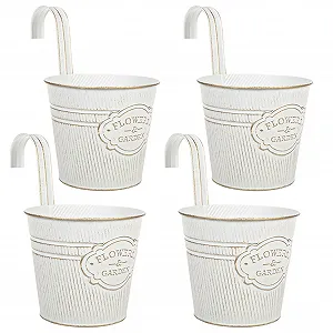 Подвесные горшки Набор 4 шт. металлические с крючком Белый - Фото 1