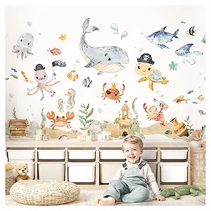 Наклейка для стін Little Deco DL5069 M Sea Animals - Фото 1