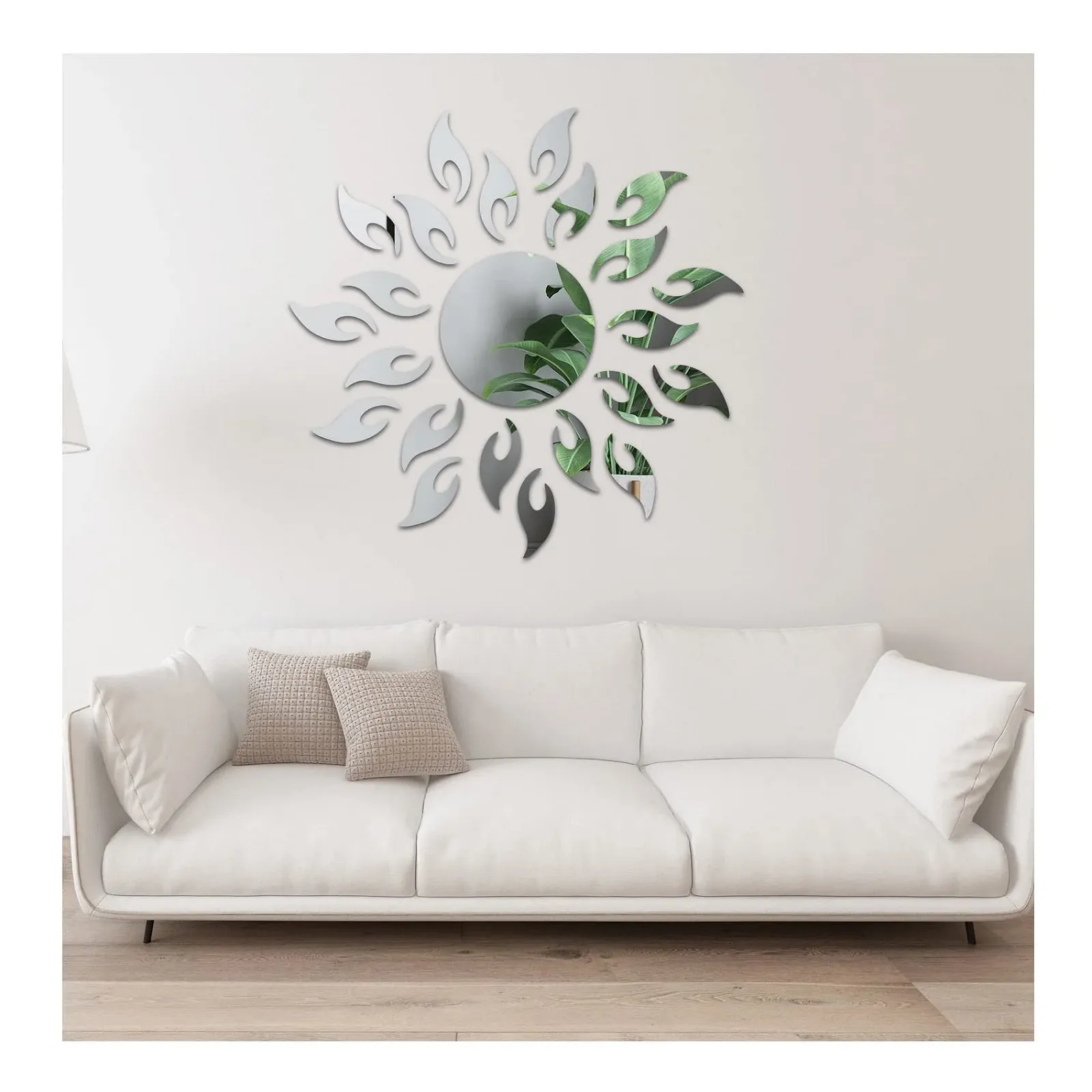 Наклейки на стіну Zoyiancy 3D Соняшник Дзеркальні акрилові Сріблясті Medium, фото №5