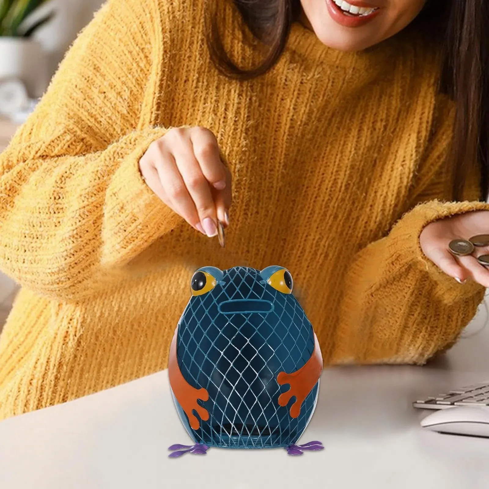 Скарбничка Залізна статуетка Тварини Кіт Жаба з гумовою пробкою, фото №3