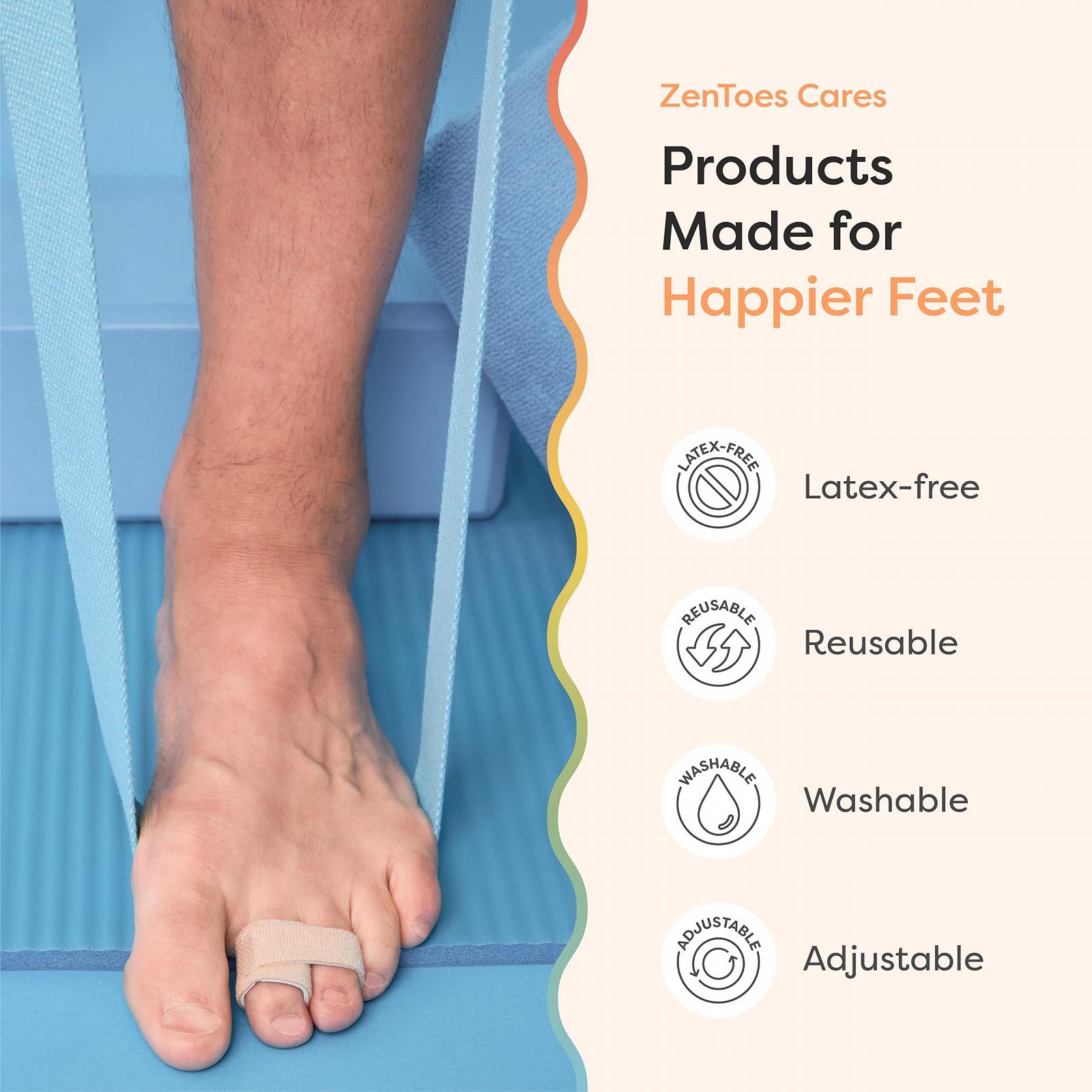 Бинт для пальців ніг ZenToes Тканинні пов'язки для зрощування пальців багаторазового використання для зламаних пальців 8 шт, бежевий, фото №7