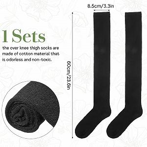 1 пара очень длинных носков, женские носки до колен, гетры, длинные хлопковые теплые носки для сапог, повседневные носки, длинные чулки, женские высокие носки до бедер, вязаные носки до колен для сапог, черный synthetic.ua - Фото 1