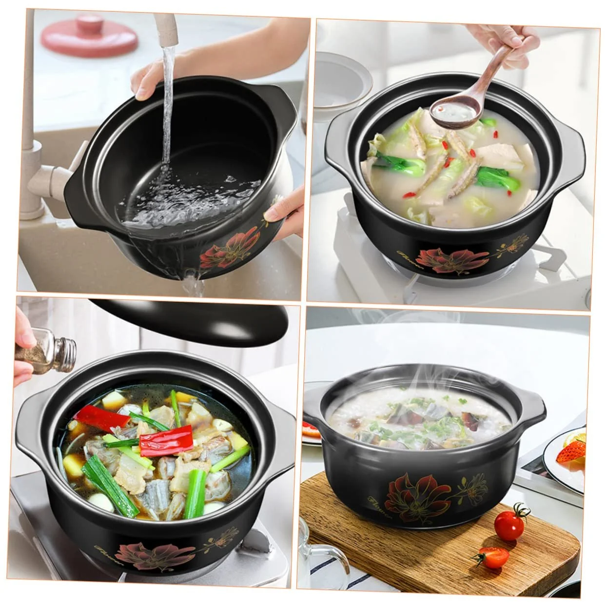 Керамічна каструля Ciieeo з кришкою, багатофункціональна, фото №7 Керамічна каструля Ciieeo з кришкою, багатофункціональна, фото №7