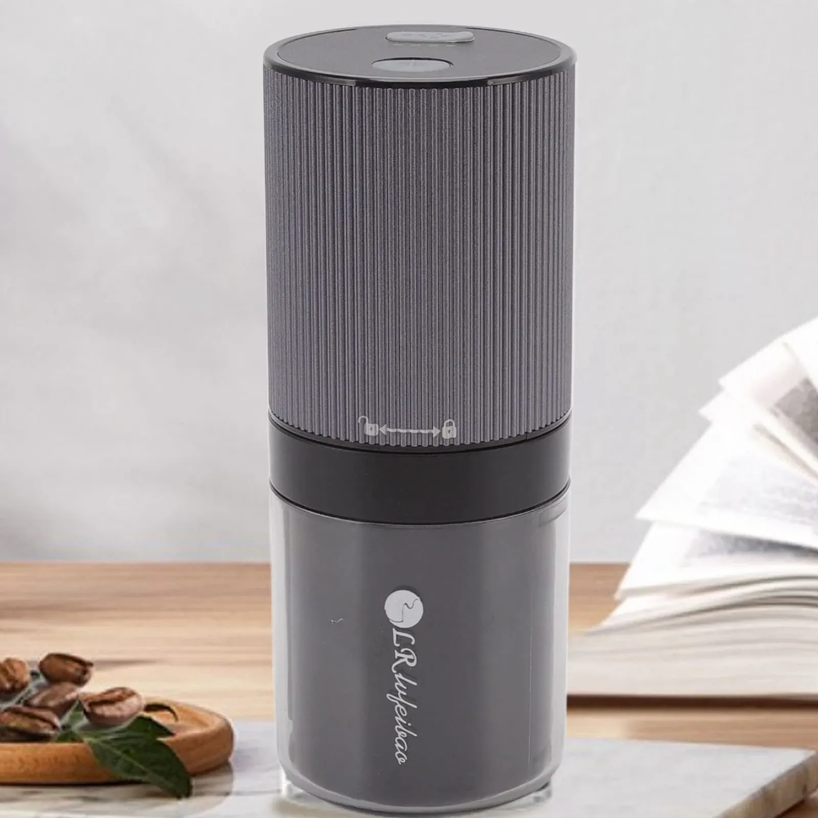 Портативная кофемолка аккумуляторная, электрическая мельница, интеллектуальная индукция сопротивления, сердцевина из нержавеющей стали, легко чистится для дома, маленькая, черная, фото №5