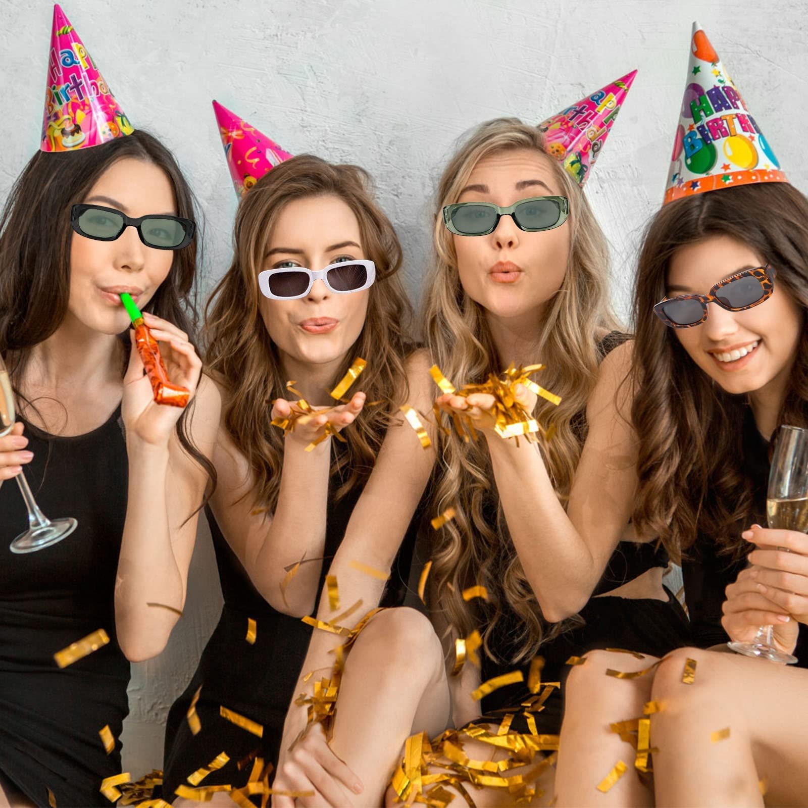 Набір сонцезахисних окулярів прямокутної форми, 12 шт, фото №3