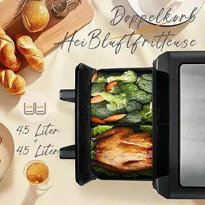 Двухкамерная Мультипечь 9 л 2200 Вт со смотровым окном LED Display synthetic.ua - Фото 1