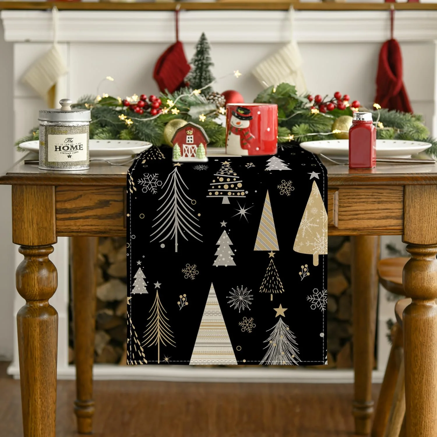 Ранер Artoid Mode Black Trees Snowflakes Stars Christmas 40 x 140 см, фото №7