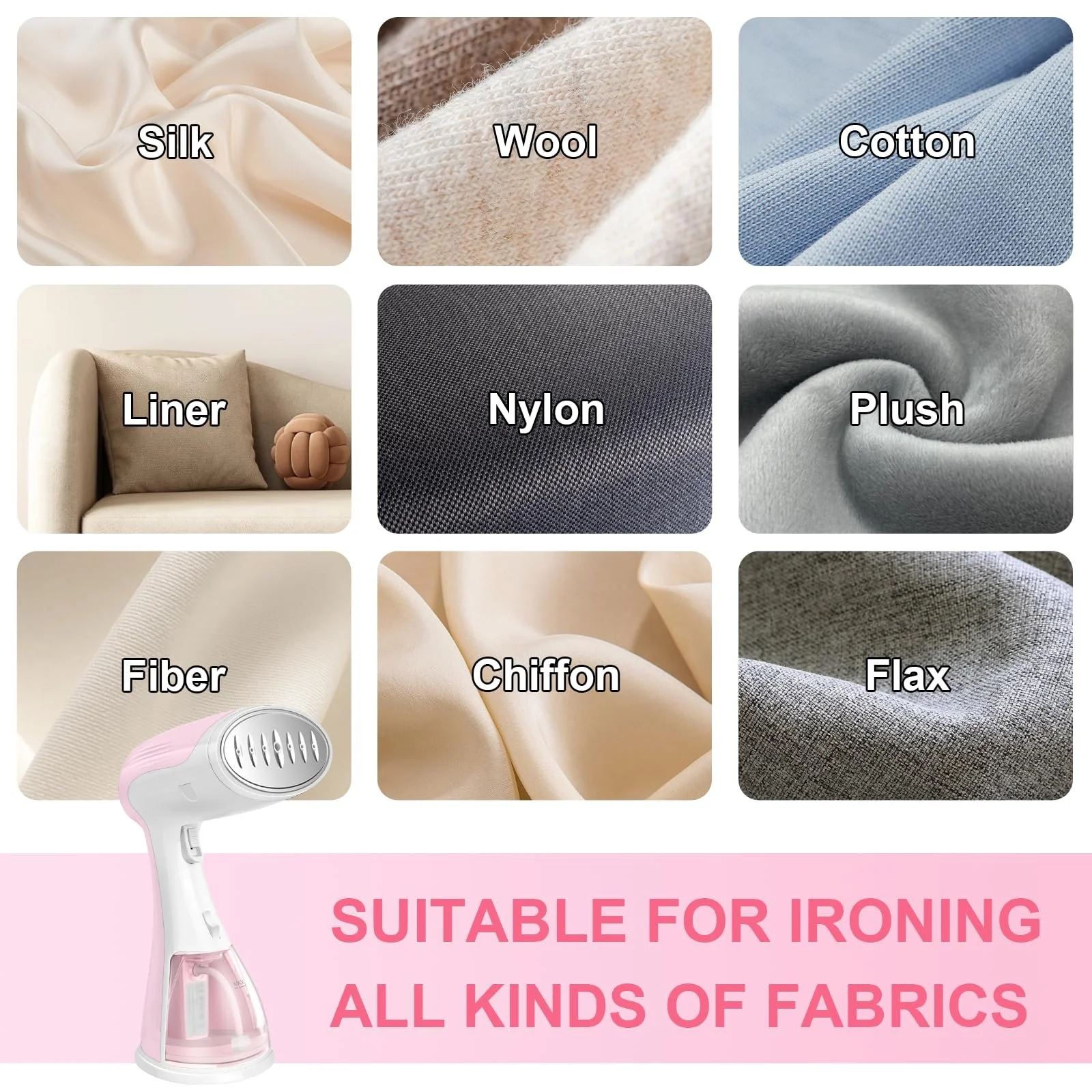 Відпарювач ручний 1500 Вт 300 мл Рожевий, фото №8