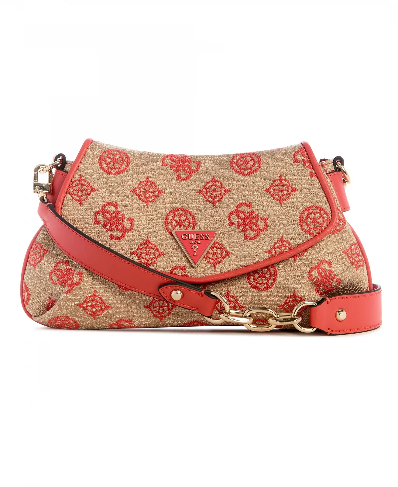 Сумка через плече GUESS Beyza Flap, коралово-червоний логотип, фото №1