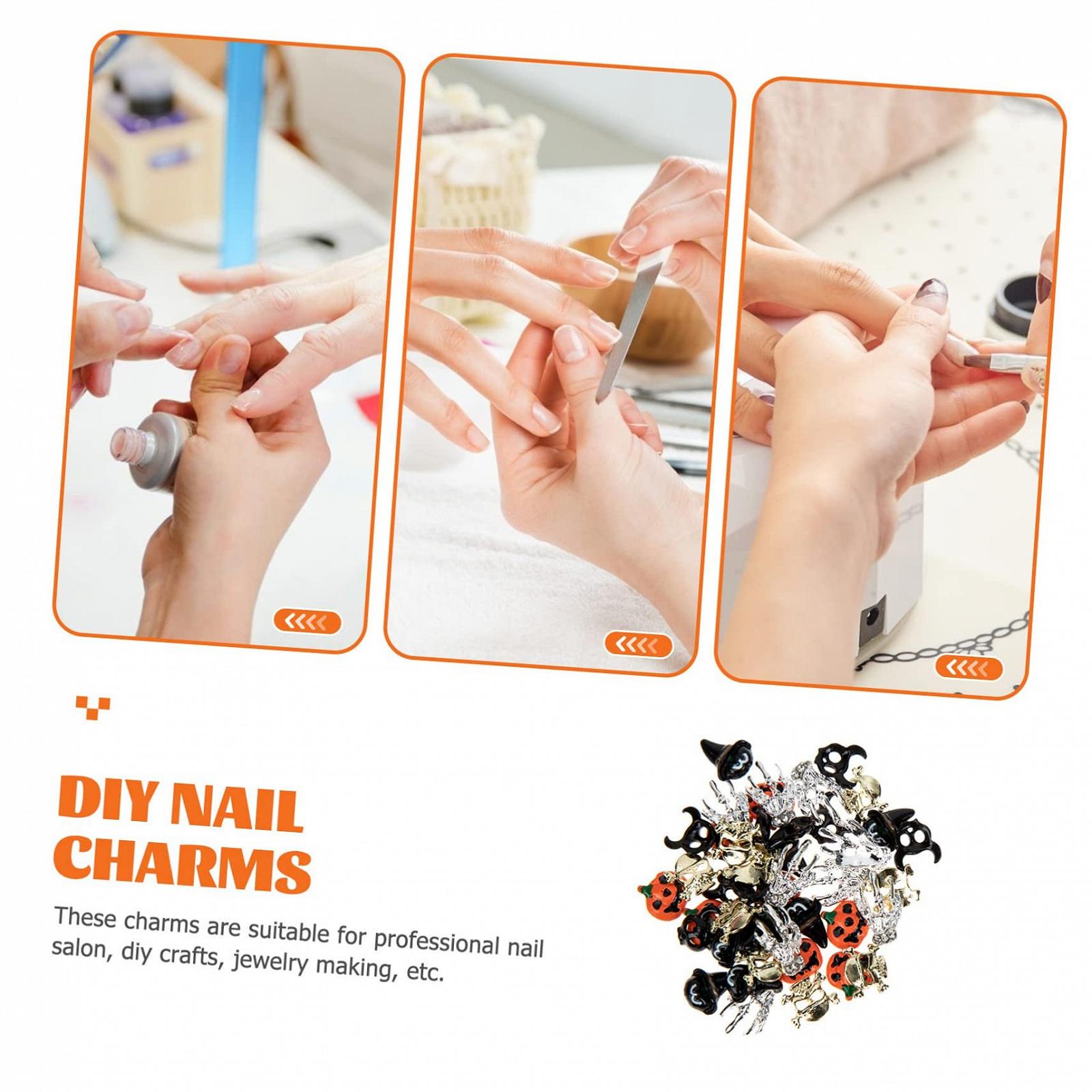 Прикраси для нігтів Healeved Halloween 50 шт. Скелети, гарбузи та відьми, фото №5