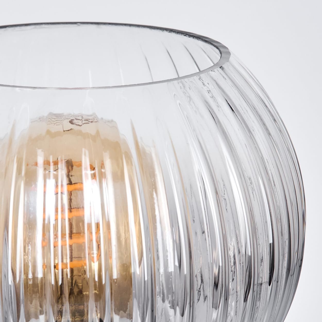 Настільна лампа HOFSTEIN Koyoto метал / ребристе скло Чорний/Димчастий/Прозорий, фото №3