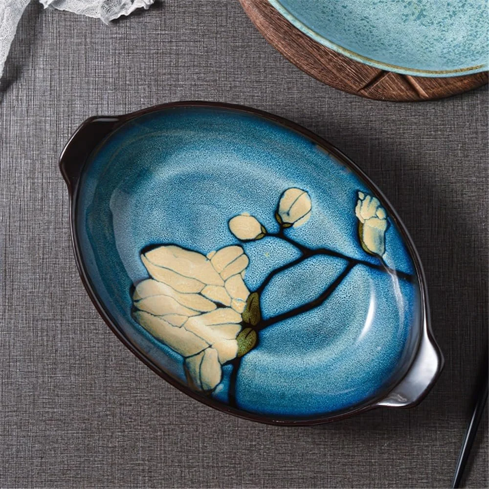 Форма для запекания Braten Керамическая большая овальная с двумя ручками глубиной 5 см скандинавский дизайн, фото №4