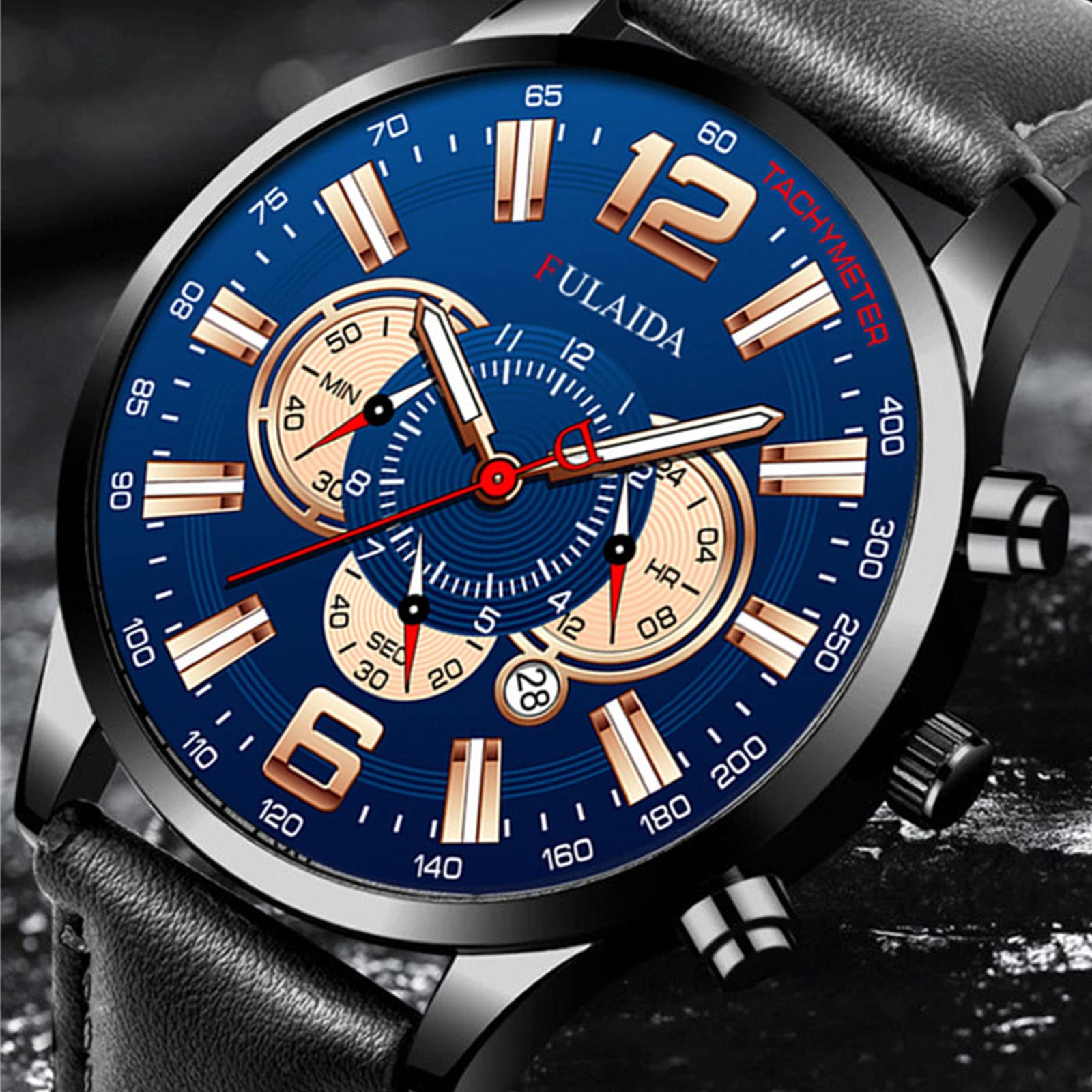 Мужские часы Generisch Кварцевые Аналоговые Широкие Черный Кожаный Ремешок, фото №5 Мужские часы Generisch Кварцевые Аналоговые Широкие Черный Кожаный Ремешок, фото №5