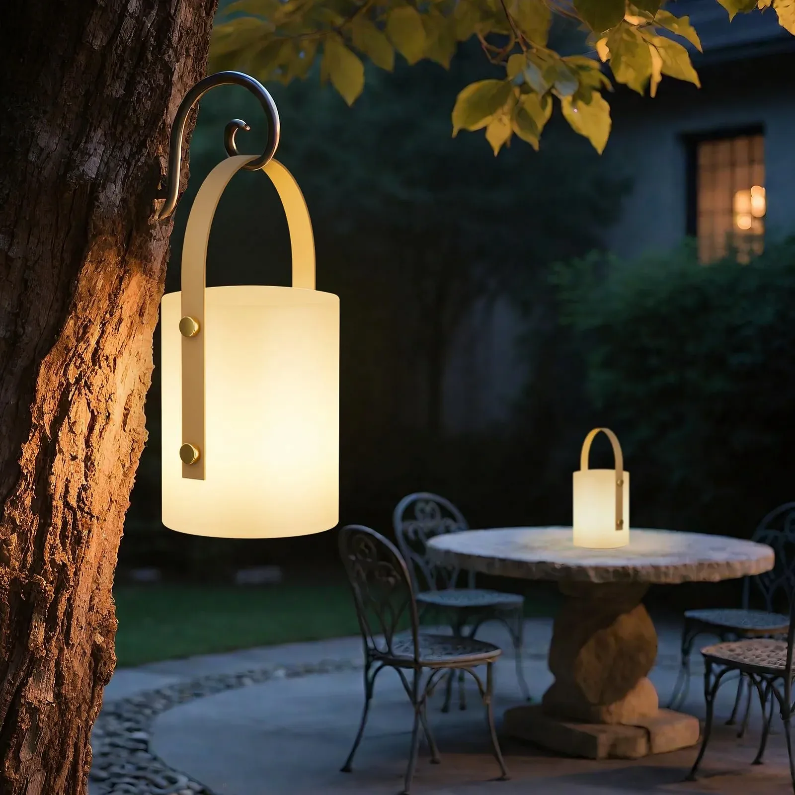 Настільна лампа LED FUYO Акумуляторна Плавне регулювання USB-C Пульт ДК 8 кольорів RGB IP44 Біла Набір з 2 шт., фото №6