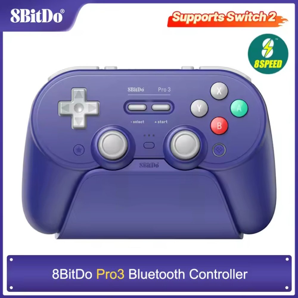 Геймпад 8Bitdo Pro 3 Windows/Android/Switch 2/macOS TMR Violet + Док-станція, фото №1 Геймпад 8Bitdo Pro 3 Windows/Android/Switch 2/macOS TMR Violet + Док-станція, фото №1