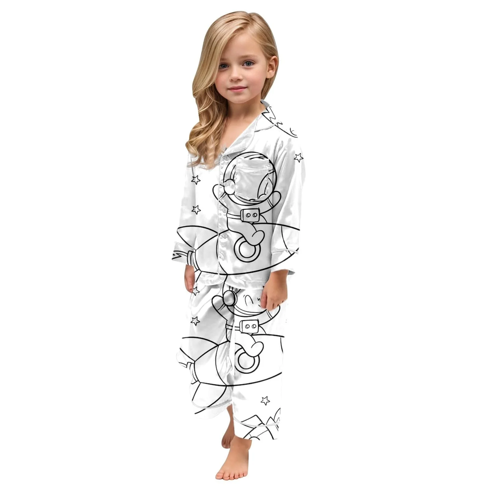 Детская пижама для раскрашивания Мультяшный принт Комплект Домашняя одежда, фото №5