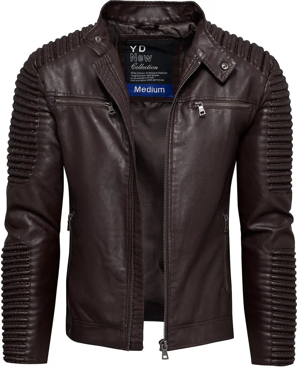 Чоловіча куртка з еко-шкіри Recea - Темно-коричнева - L, фото №1