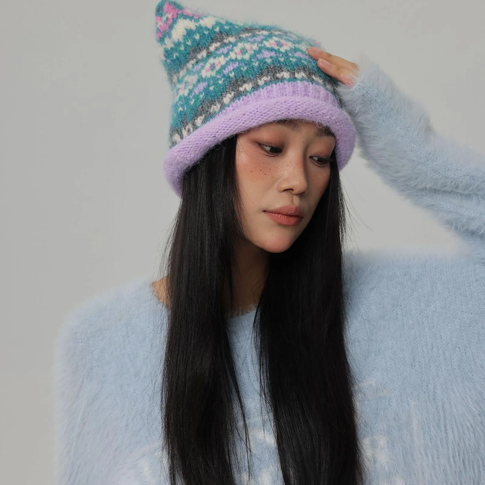 Шапка з котячими вушками MHADBKH В'язана Тепла Зимова, фото №8 Шапка з котячими вушками MHADBKH В'язана Тепла Зимова, фото №8