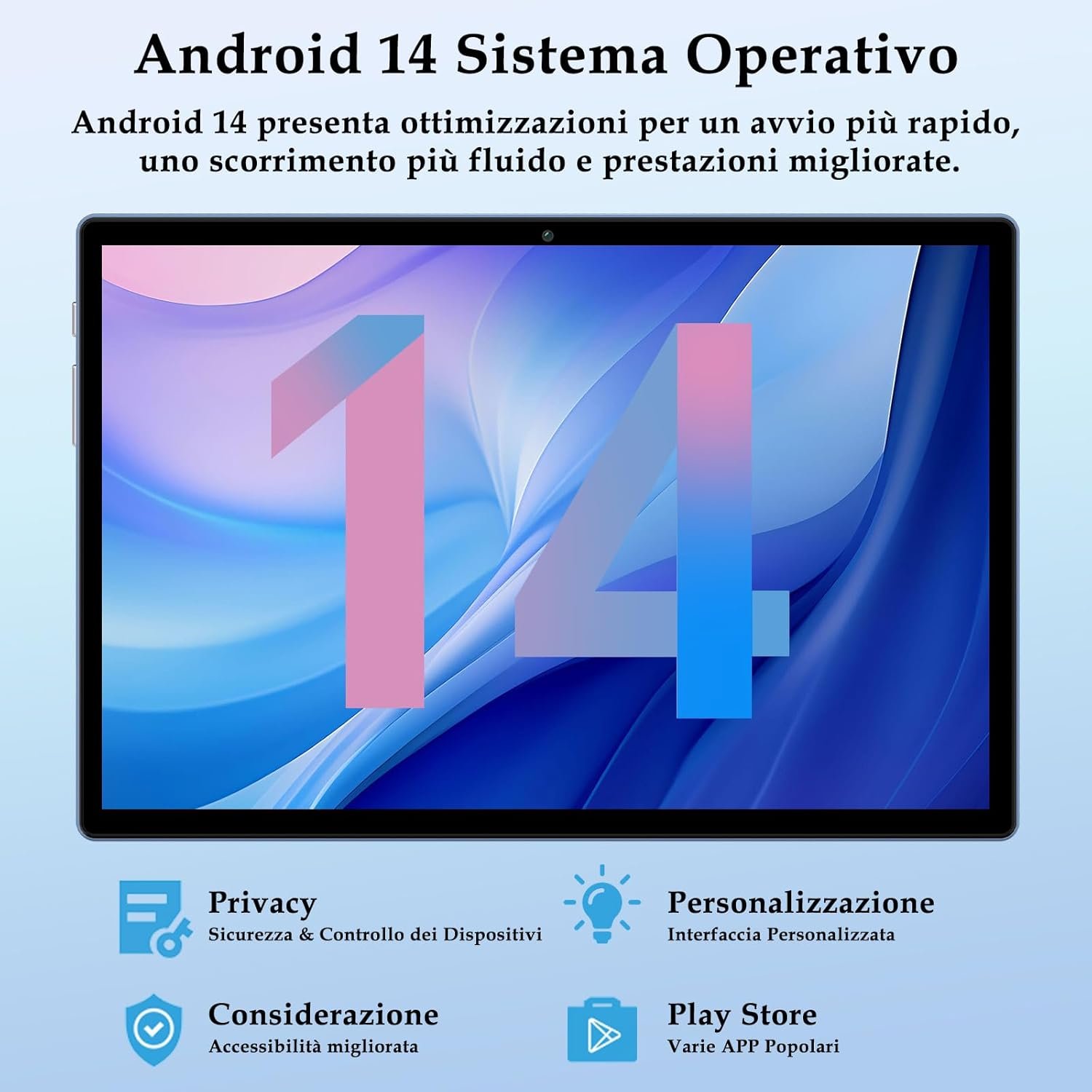 Планшет 10.1" ZIOVO Z168 (6+16)/128ГБ 2 ядер ‎Android 14 8000 mAh Голубой, фото №8
