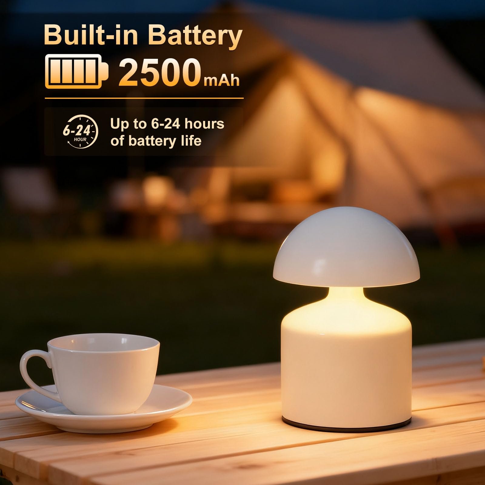 Настільна лампа Modern Wireless Small Mushroom сенсорна світлодіодна акумуляторна міні нічник, фото №5