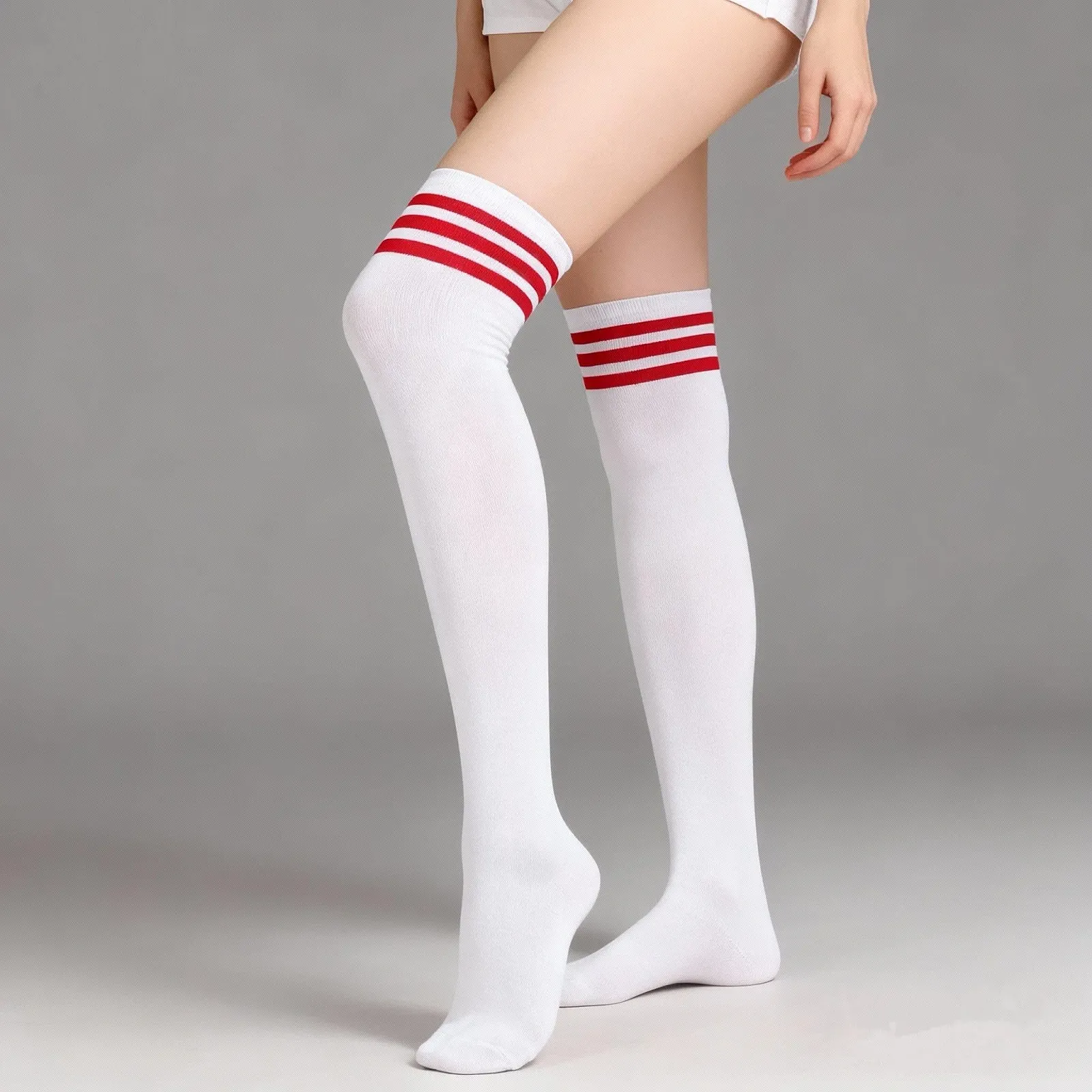 Жіночі гольфи в смужку вище коліна, один розмір, фото №2 Жіночі гольфи в смужку вище коліна, один розмір, фото №2