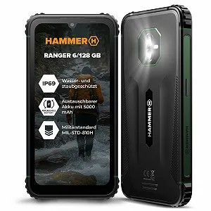 Захищений мобільний телефон Hammer Ranger 4G 6+8GB/128GB 6 дюймів IP69 5000mAh Dual SIM eSIM NFC Чорний - Фото 1