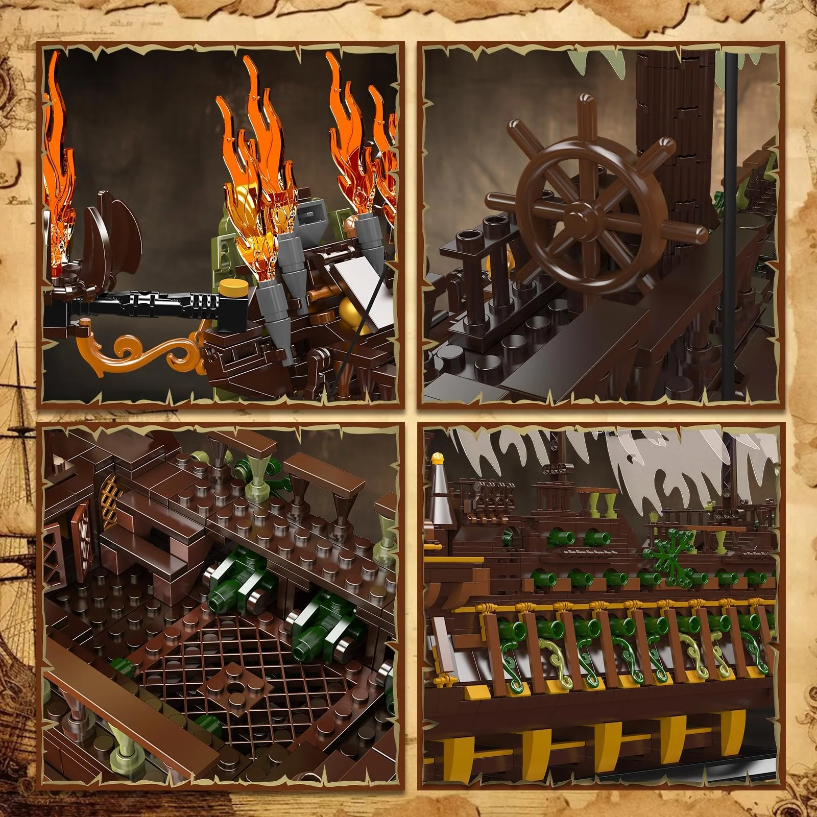 Конструктор Пиратский Корабль Mould King 13197 MOC Большой Креативный Пиратский Корабль Голландской Модели 4364 детали, фото №3