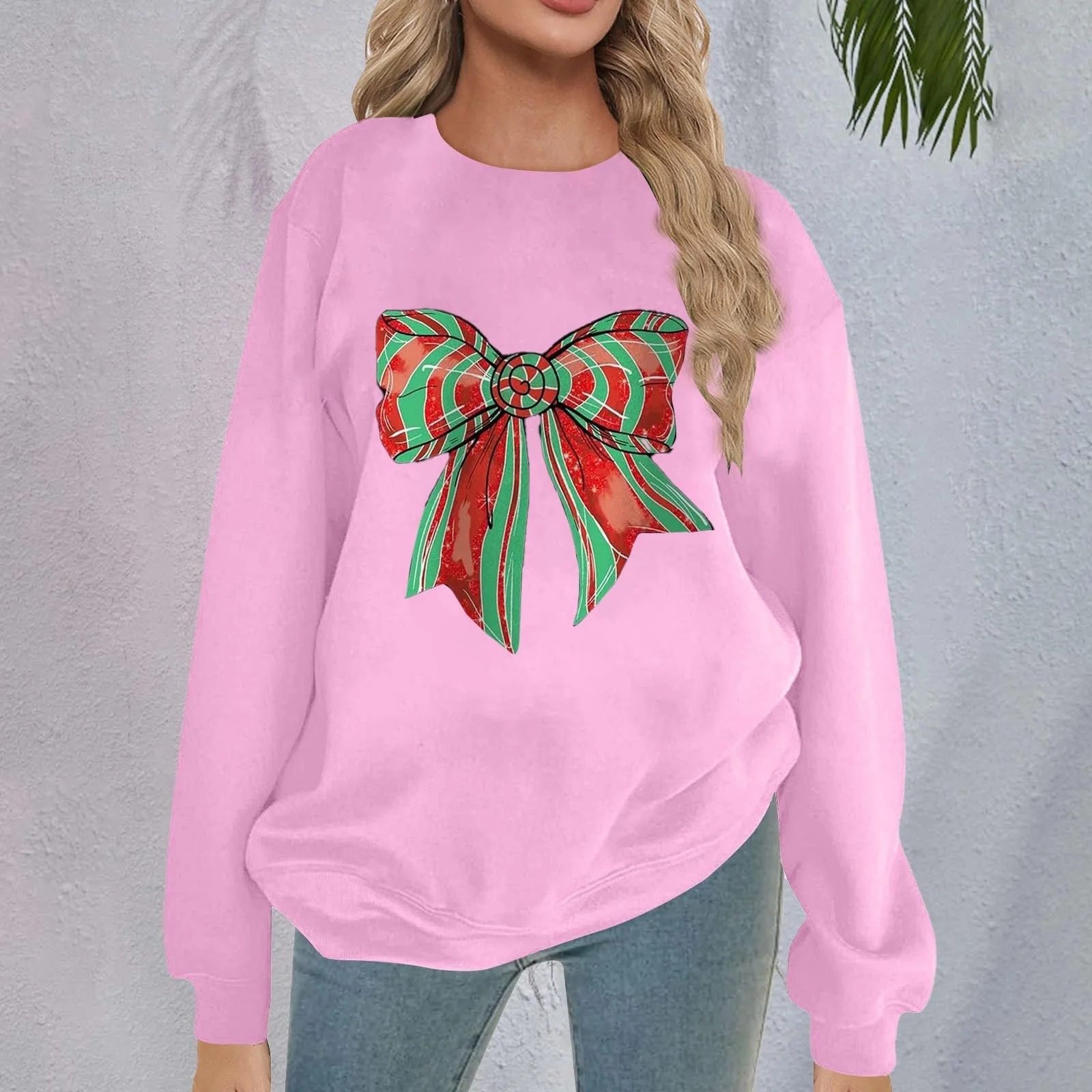 Рождественский Топ Женский UK-Sweatshirts Повседневный 2025 Рождественские Свитшоты Милый Пуловер с Елкой Смешной Принт Санты Топы 2024 Осень и Зима, фото №4