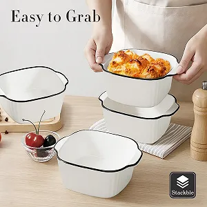 Набір форм для запікання 400 мл 3 шт. кераміка з ручками synthetic.ua - Фото 1