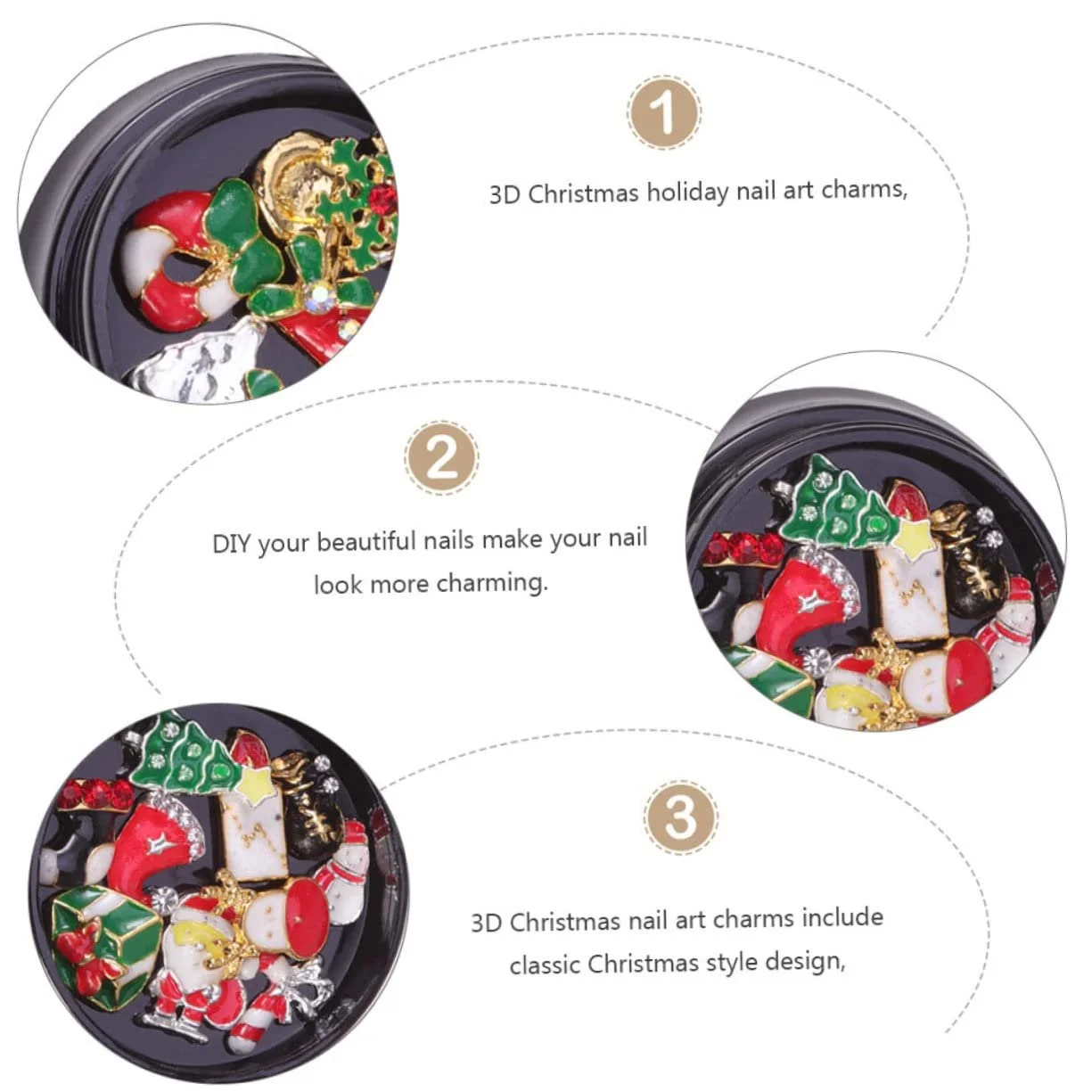 Украшения для ногтей Бриллиант FRCOLOR Рождественский снеговик 3D, 8 коробок, фото №7