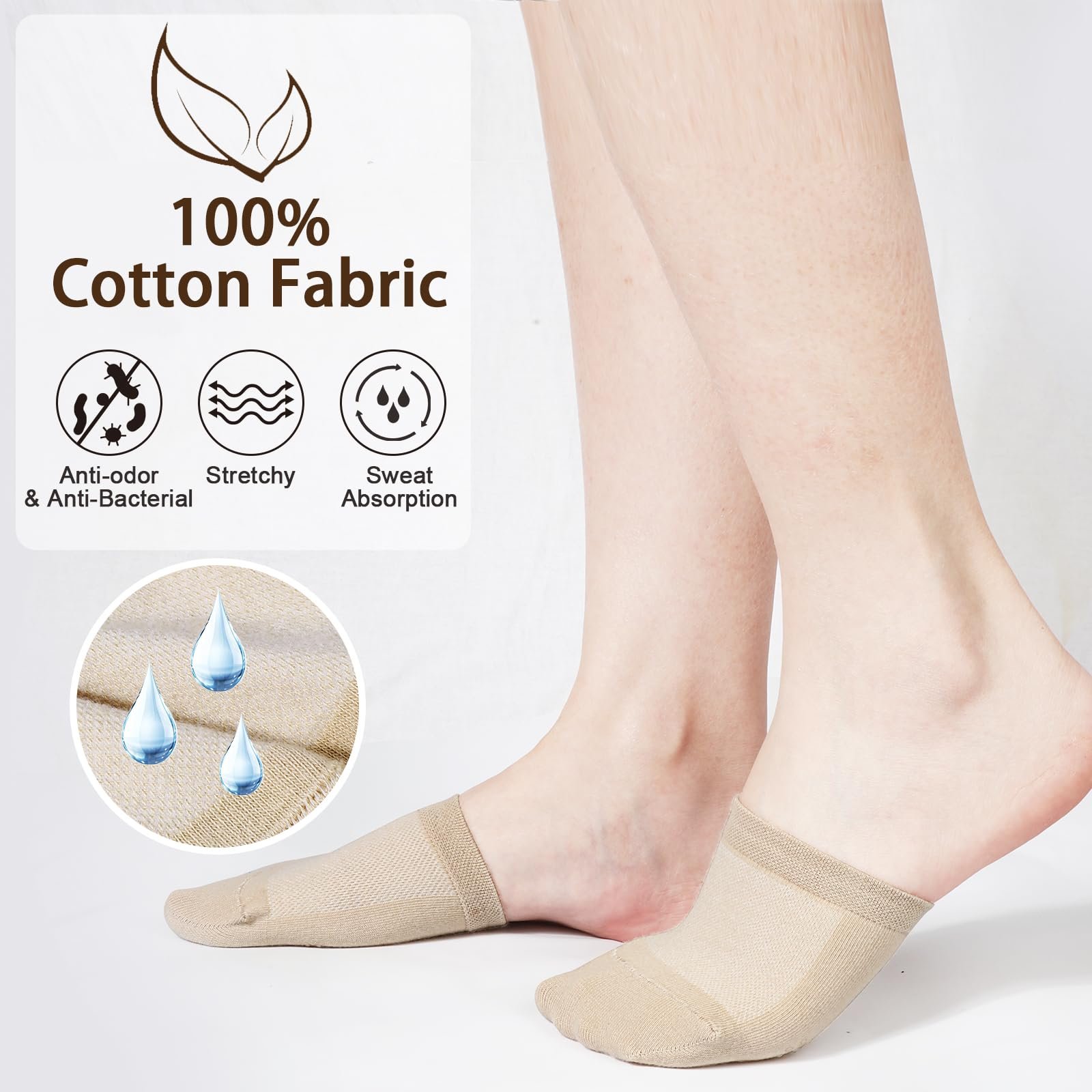 Шкарпетки для пальців ніг Бавовняні шкарпетки для передньої частини стопи (6 пар), фото №3