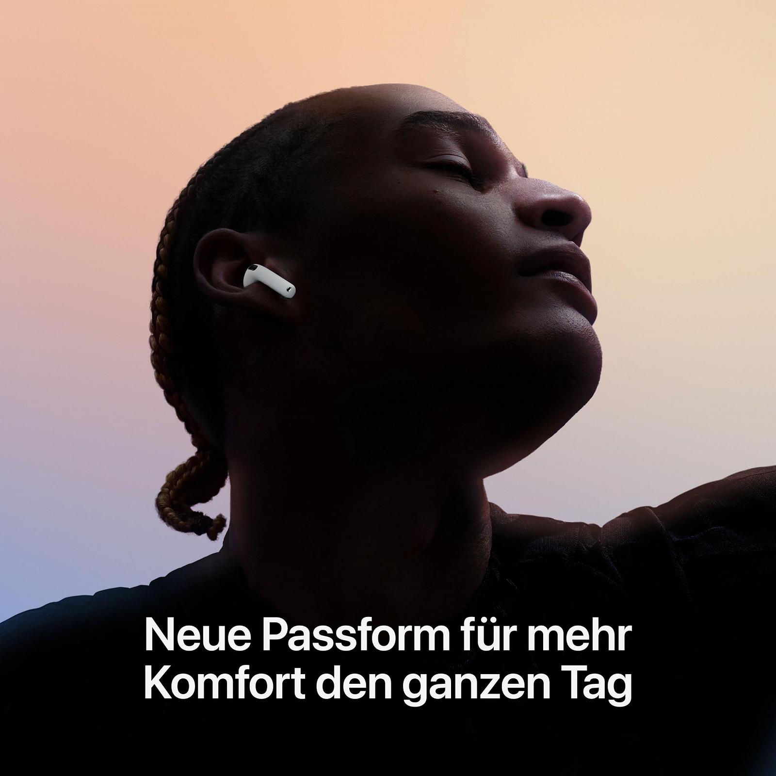 Наушники беспроводные Apple AirPods 4, Bluetooth, персонализированное 3D аудио, защита от пота и воды, зарядный футляр USB-C, чип H2, до 24 часов воспроизведения, фото №3