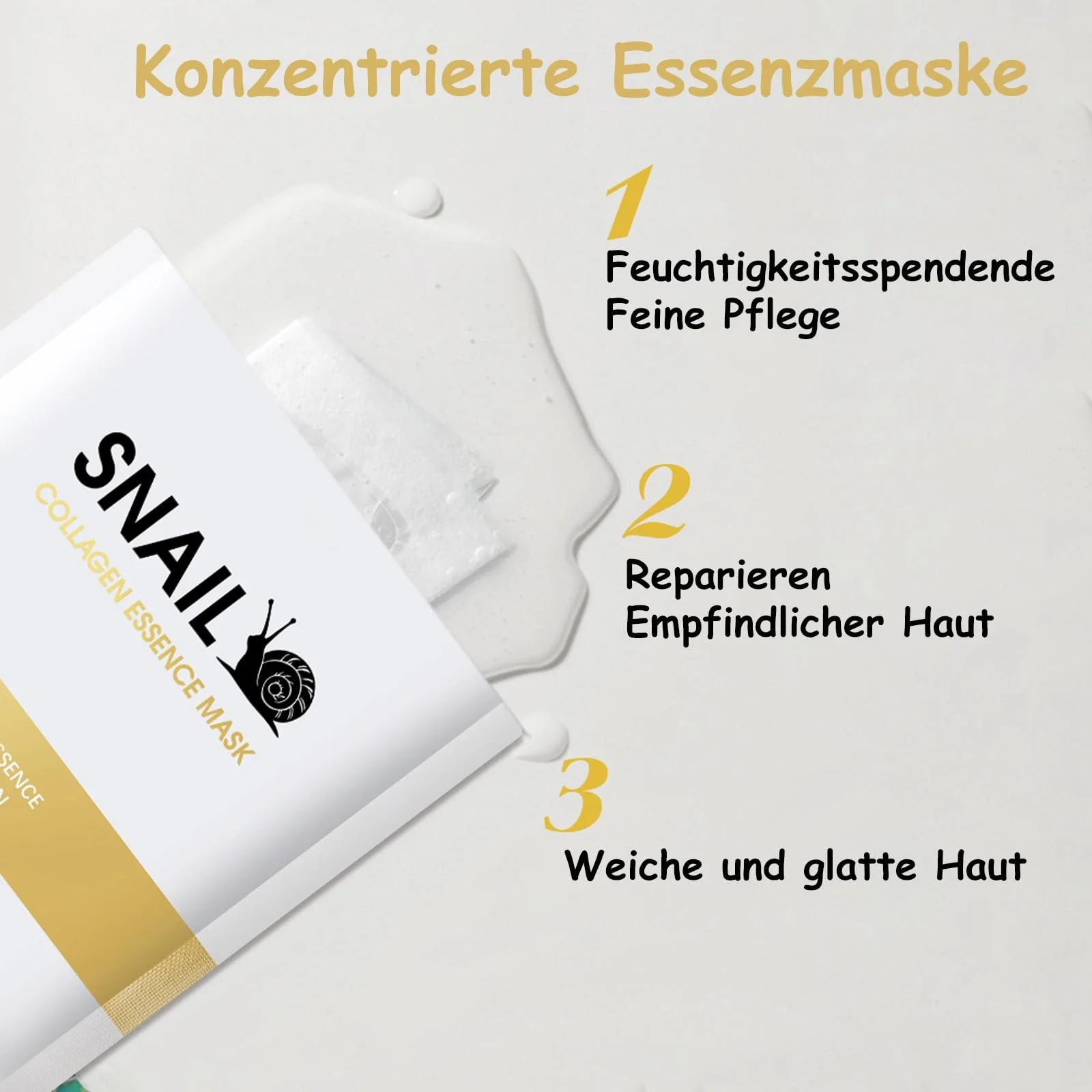 Тканинна Маска для обличчя Soleneva 6 x Муцин Равлика, Маска з Колагеном, Зволожуюча, фото №3