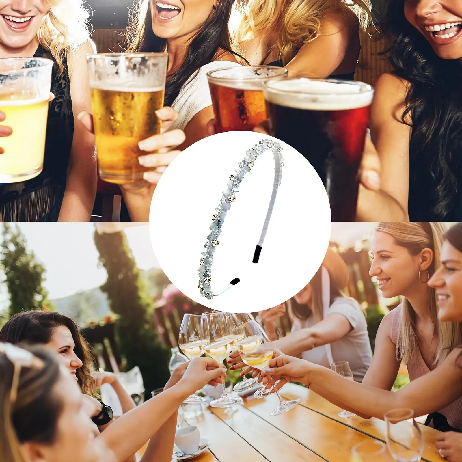 Обруч для волосся Блискучий Кристал Синій, фото №5