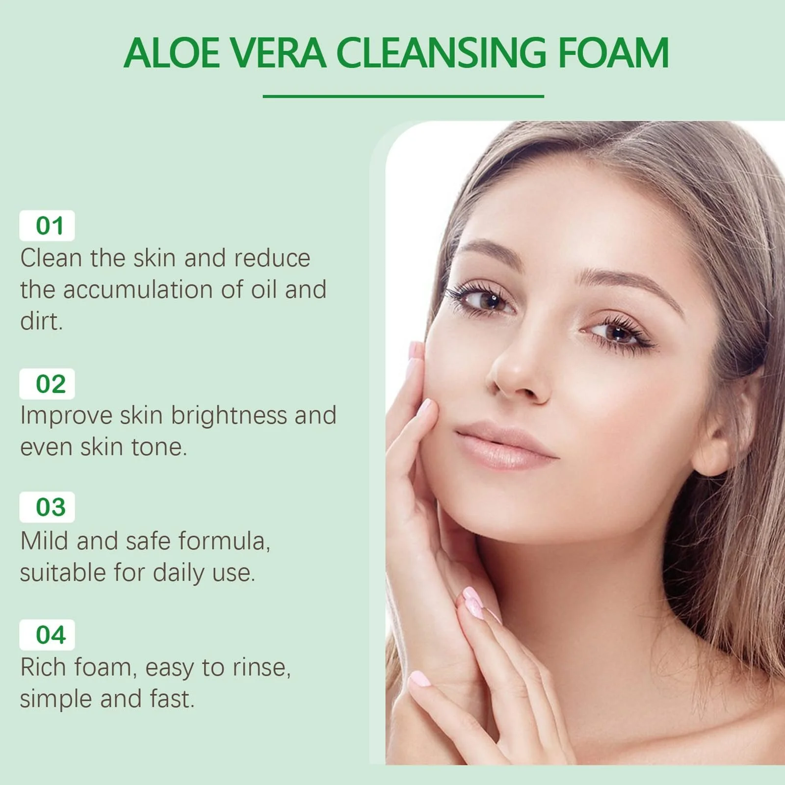 Пінка для вмивання Aloe з екстрактом алое, для глибокого очищення, зволоження, для всіх типів шкіри, фото №4