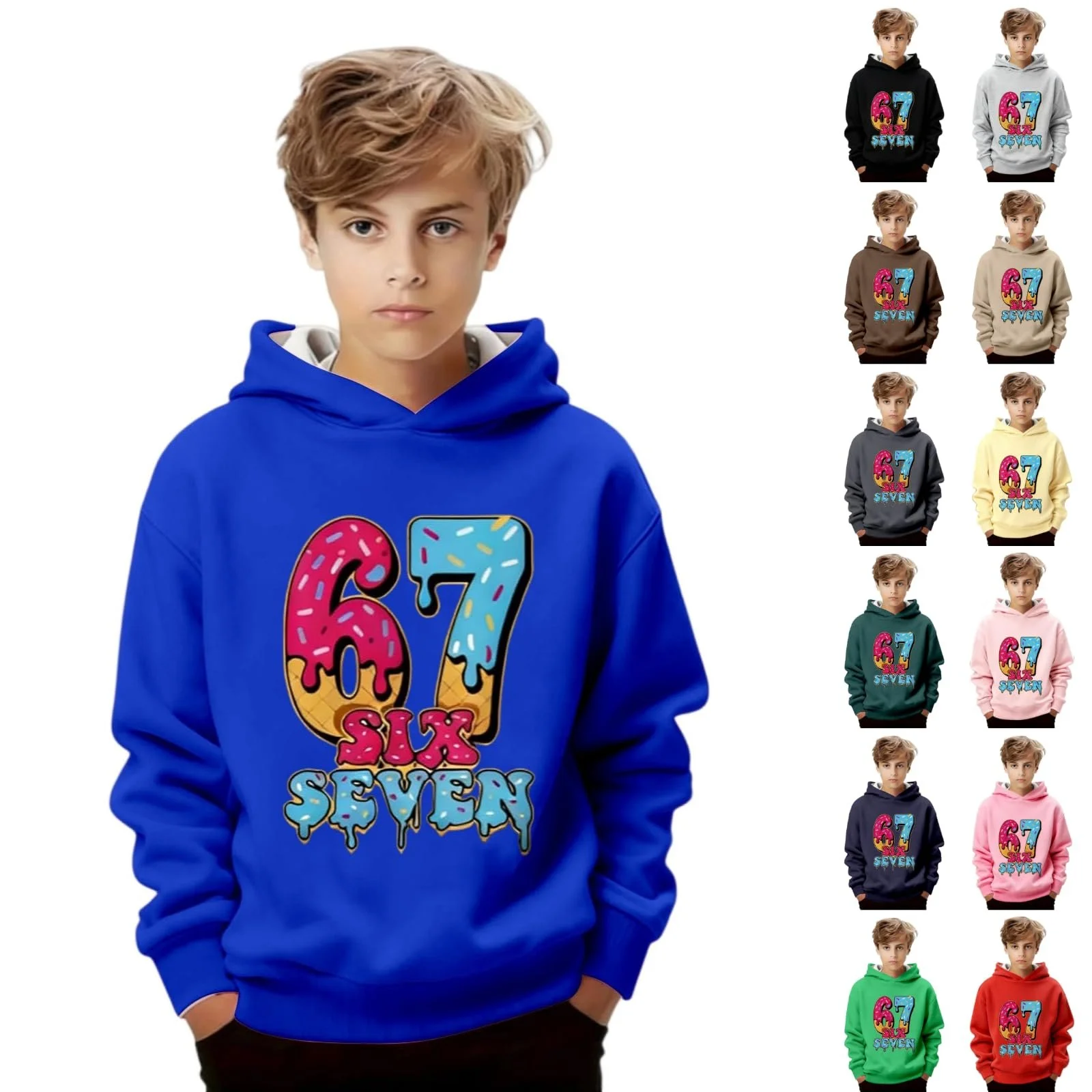 Дитяче худі 67 Meme, Six Seven Melted Ice Cream Motif, для хлопчиків, для дівчаток, фото №1