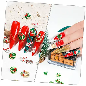 Наклейки для ногтей POPETPOP 30 шт., Рождественский декор, Металлические украшения для ногтей, Камни для ногтей synthetic.ua - Фото 1