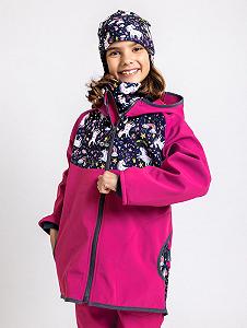 Софтшел куртка Unuo Дитяча з флісом Basic Фуксія Єдинороги synthetic.ua - Фото 1