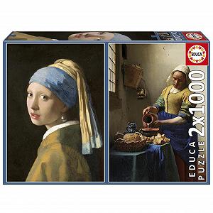 Купить Набор пазлов Educa Johannes Vermeer Girl with Pearl Earring + The Milkmaid 2 x 1000 деталей 48 x 68 см 14+ - Фото 1 Набор пазлов Educa Johannes Vermeer Girl with Pearl Earring + The Milkmaid 2 x 1000 деталей 48 x 68 см 14+ - Фото 1