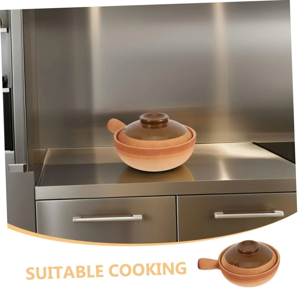 Ківш BESTYASH з кришкою глиняний для здорового приготування, фото №8