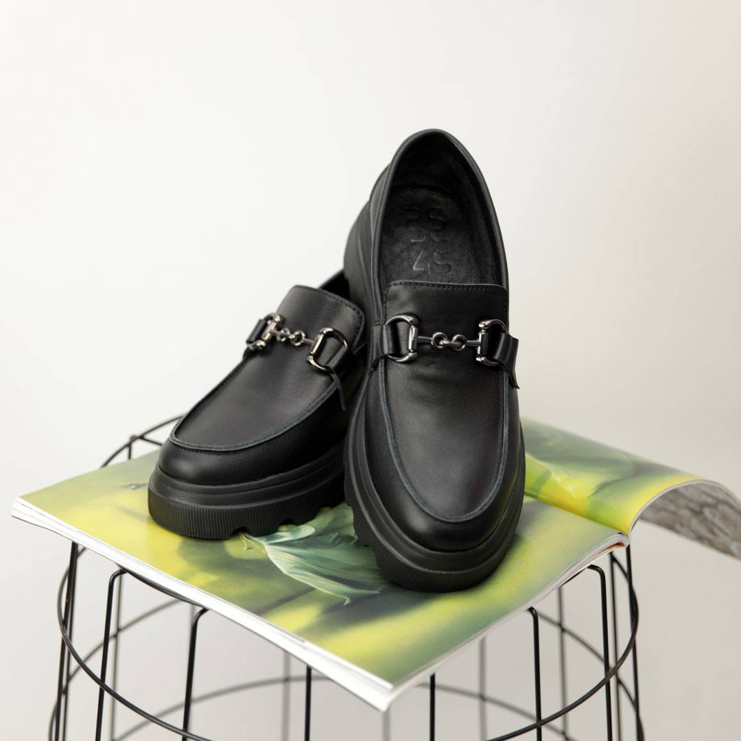 Туфлі Лофери жіночі шкіряні 4S 583948 Чорні 40, фото №7