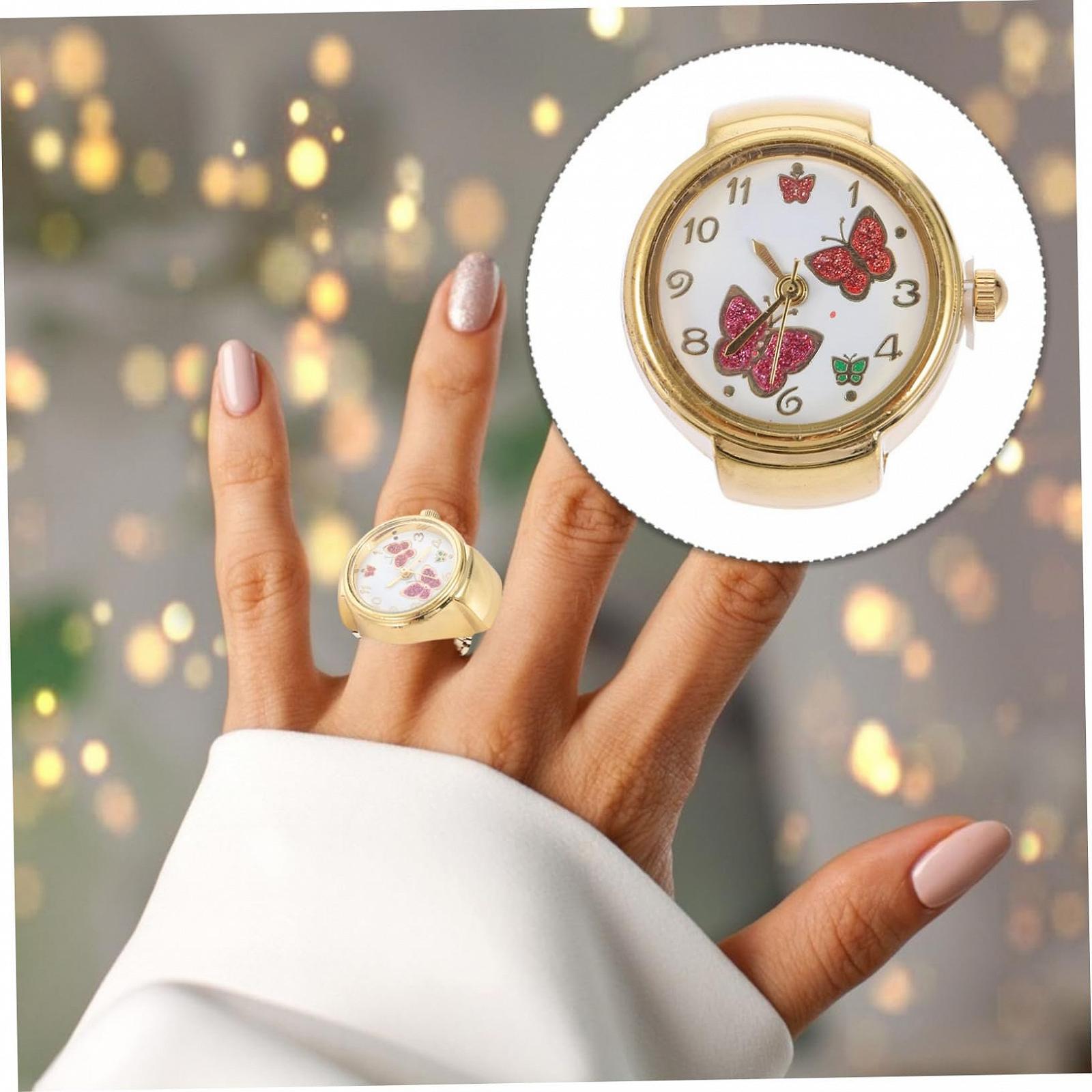 Кольцо-часы Beaupretty Schmetterlinge для женщин, модные часы на палец с большими цифрами для ежедневного использования, фото №8