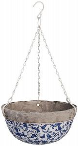 Підвісний кошик Зістарена кераміка Блакитний і білий візерунок - Фото 1