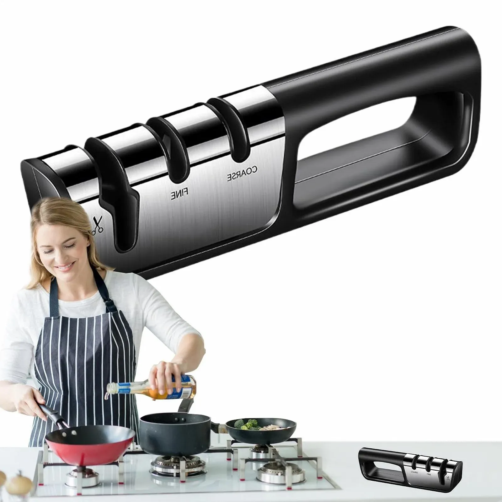 Точилка для ножей Chef 3-Stage ручная профессиональная 3-ступенчатая для ножниц, фото №1