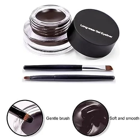 Підводка для очей Подвійна Кольорова Водостійка з 2 пензликами Чорний x 2, фото №5