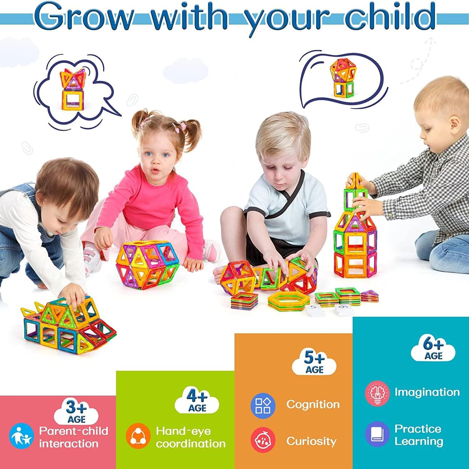 Набір morkka Magnetic Building Blocks для дітей від 3 років з магнітами, фото №4