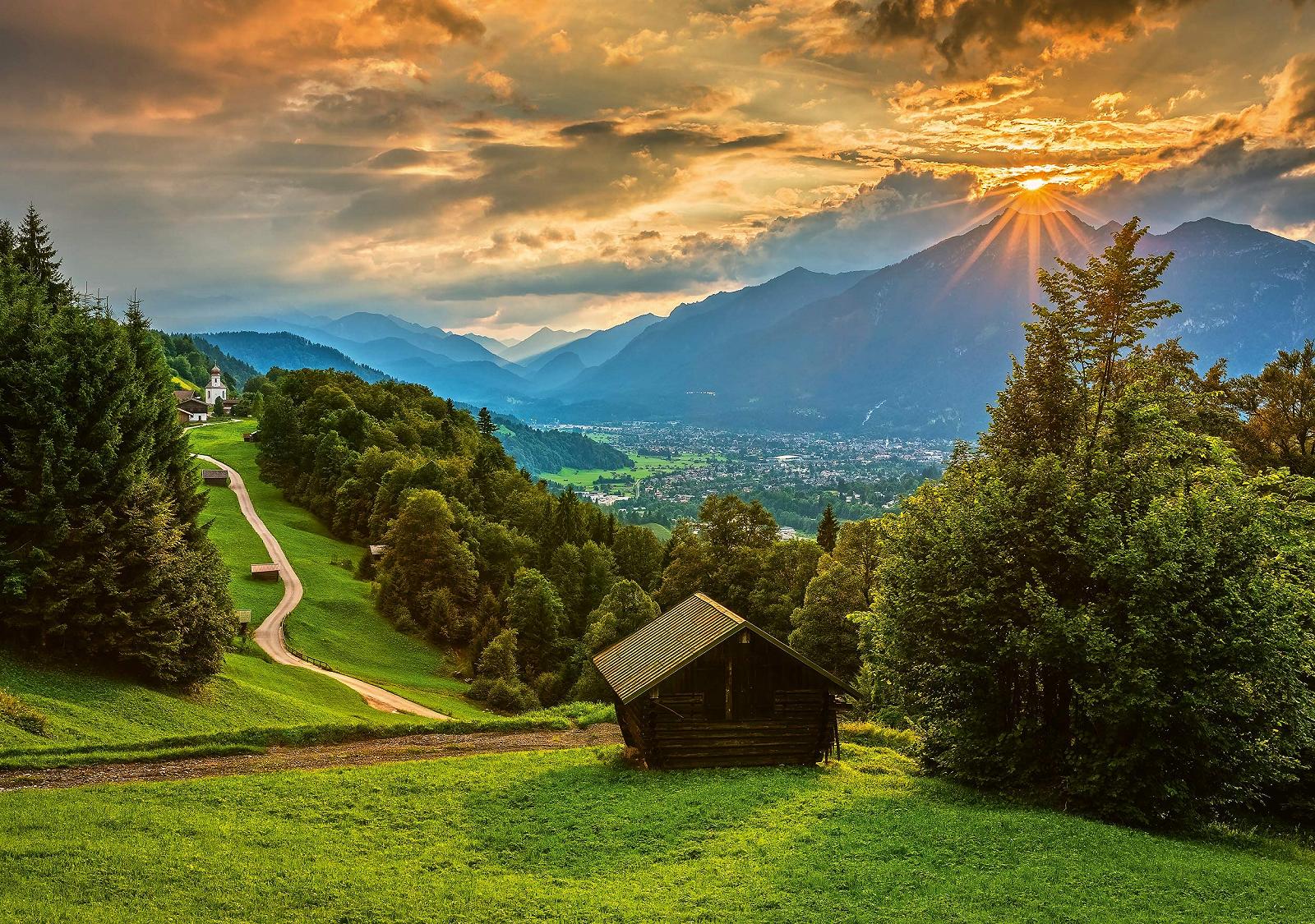 Пазл Schmidt Spiele Sunset Over the Mountain Village Wamberg 1500 элементов, фото №2
