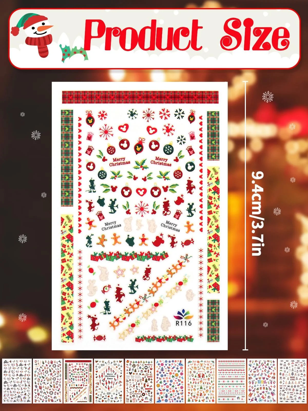 Наклейки для ногтей Kalolary Christmas 10 листов 3D самоклеящиеся водные деноли, фото №2 Наклейки для ногтей Kalolary Christmas 10 листов 3D самоклеящиеся водные деноли, фото №2