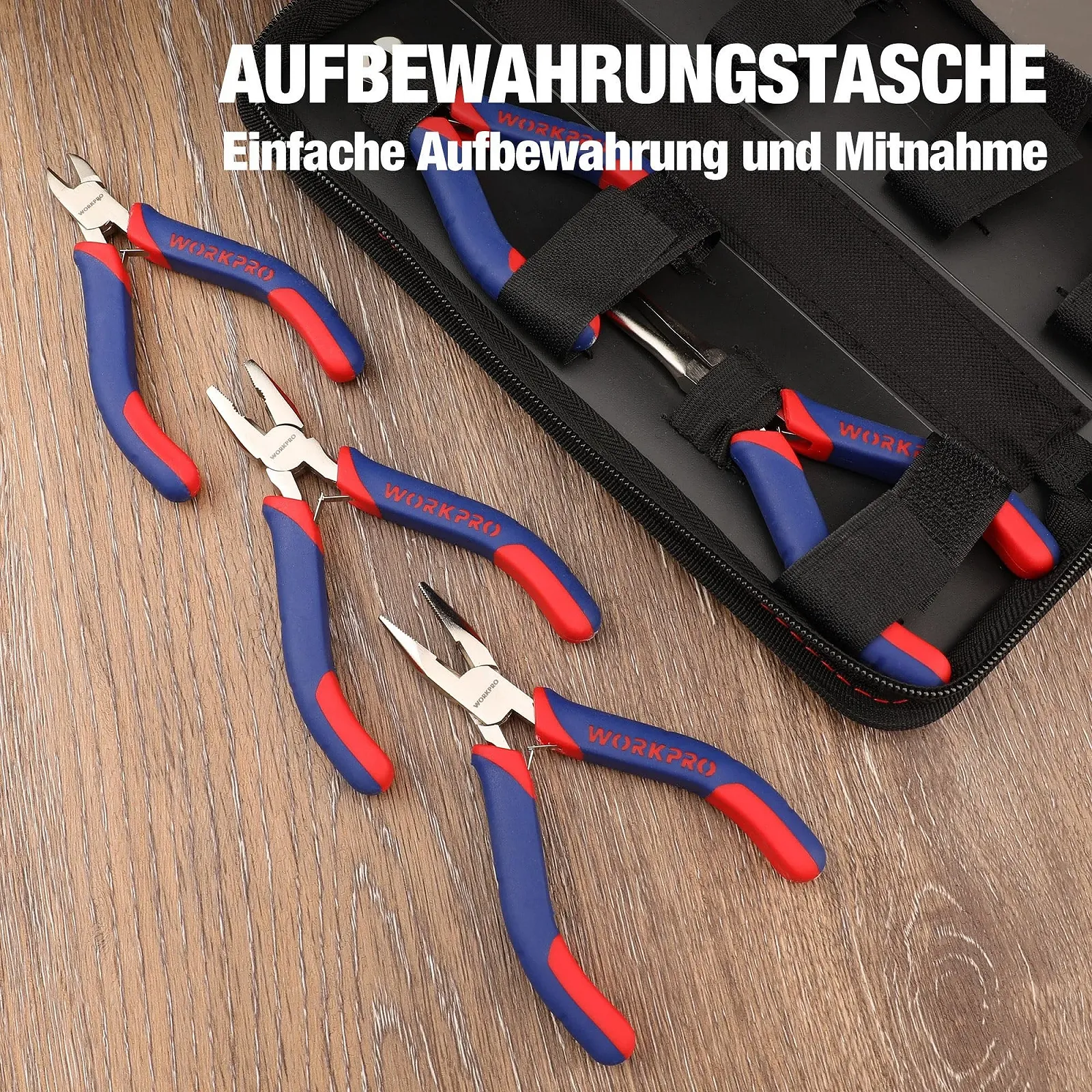 Мини плоскогубцы WORKPRO Набор прецизионных плоскогубцев W001305, 5 штук, фото №5 Мини плоскогубцы WORKPRO Набор прецизионных плоскогубцев W001305, 5 штук, фото №5