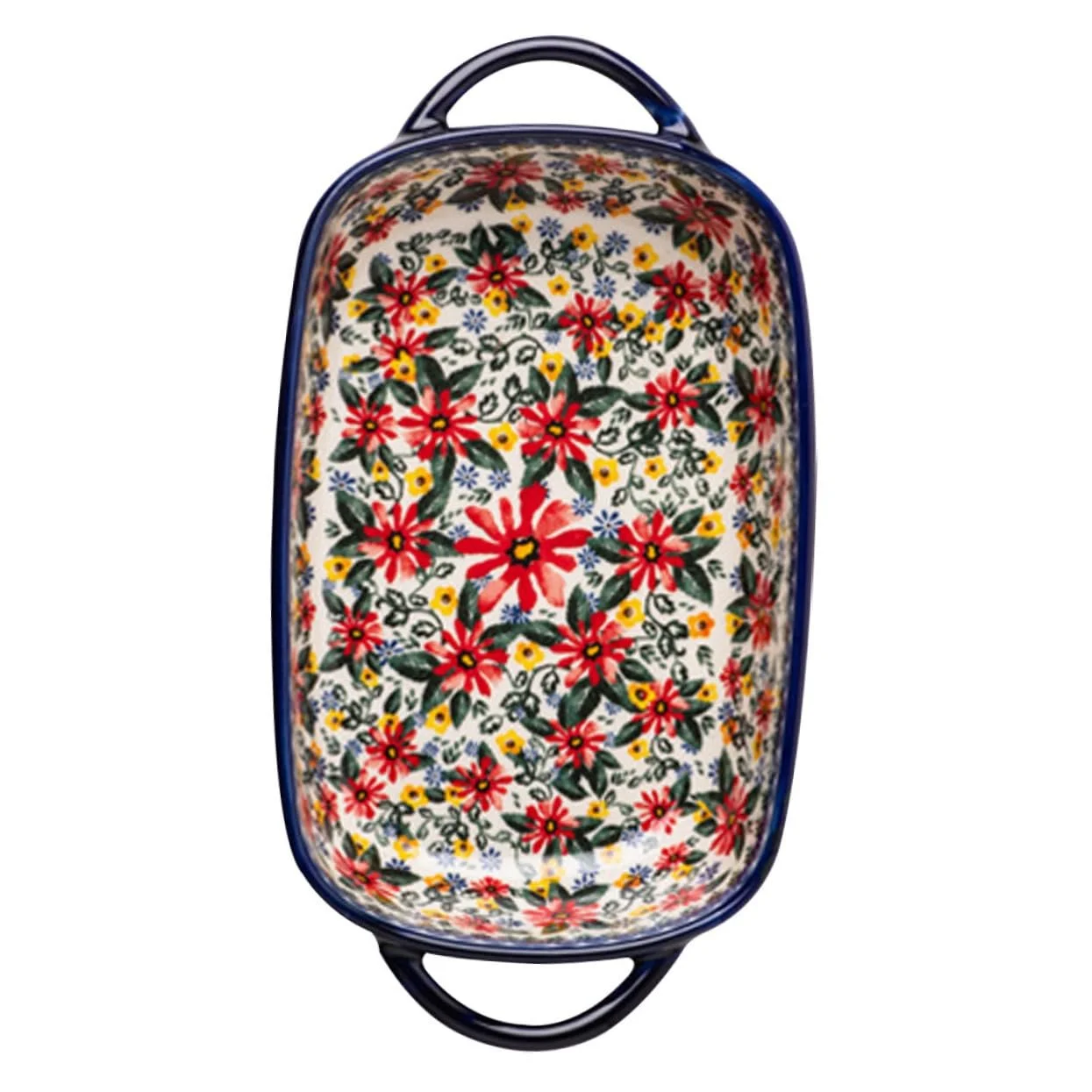 Форма для запекания Amosfun керамическая с цветочным узором, прямоугольная, нескользящая, с ручками, фото №1